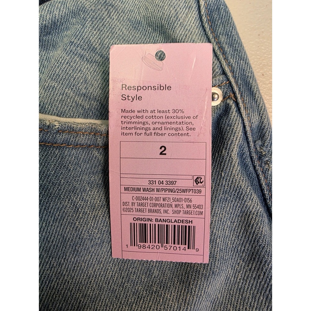 Wild Fable Womens 90s Relaxed Straight Jeans Medium Wash Piping Size 2 31 Inseam - Picture 4 of 7